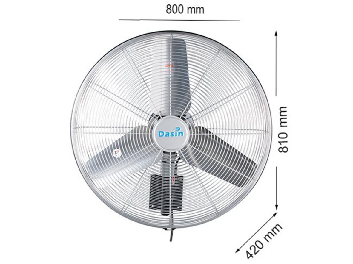 Cấu tạo và thông số kỹ thuật của quạt treo tường Dasin KWP-3076