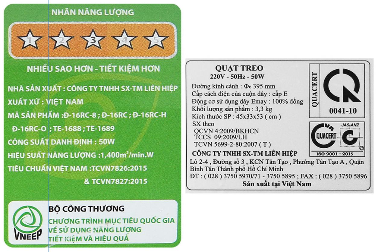 TE-1688 nổi bật với remote, hẹn giờ và gió mạnh 50W cho không gian nhỏ.