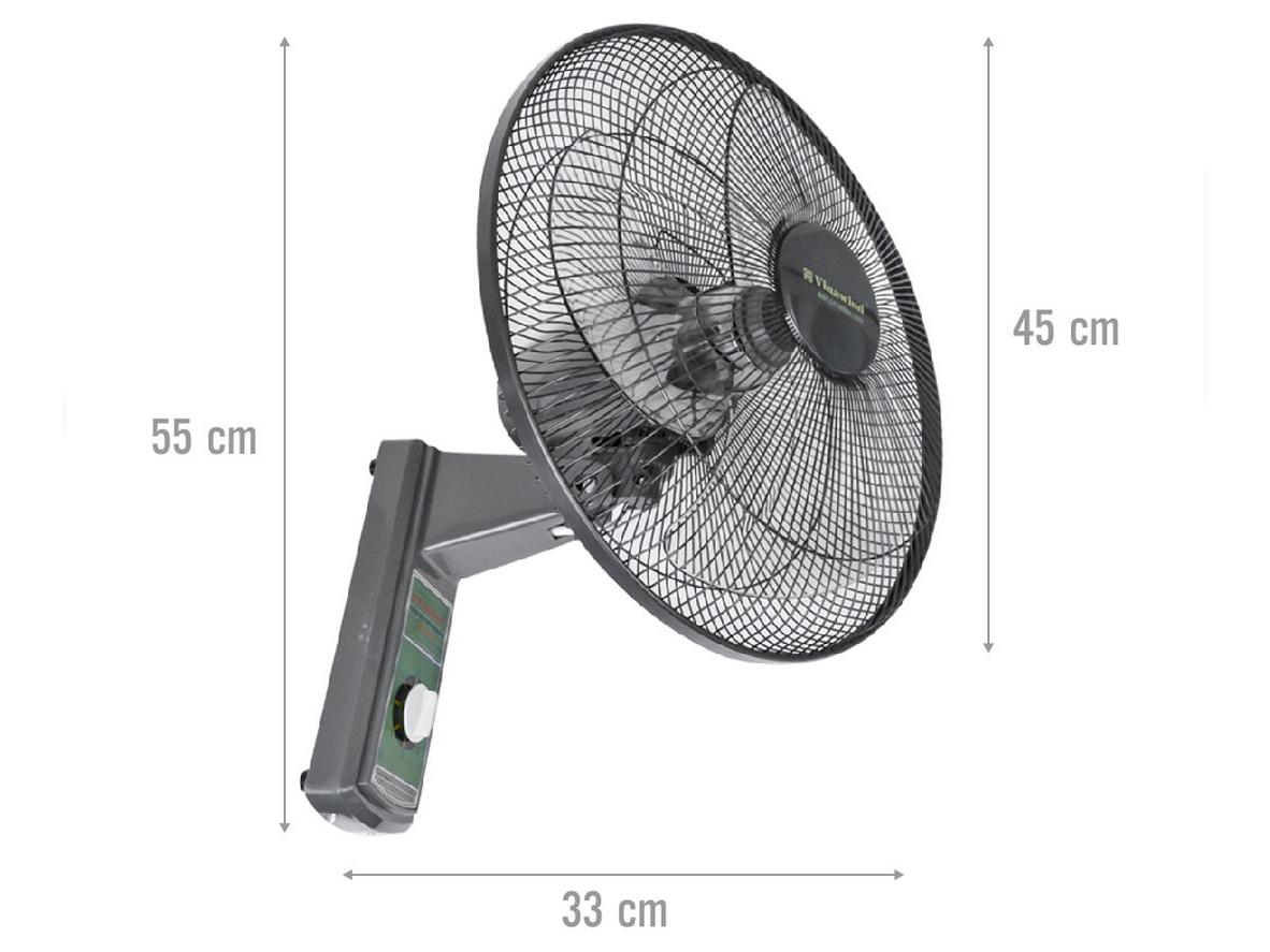 Cận cảnh quạt treo tường Vinawind QTT400-EĐ với động cơ bạc thau và lõi mô tơ dây đồng.