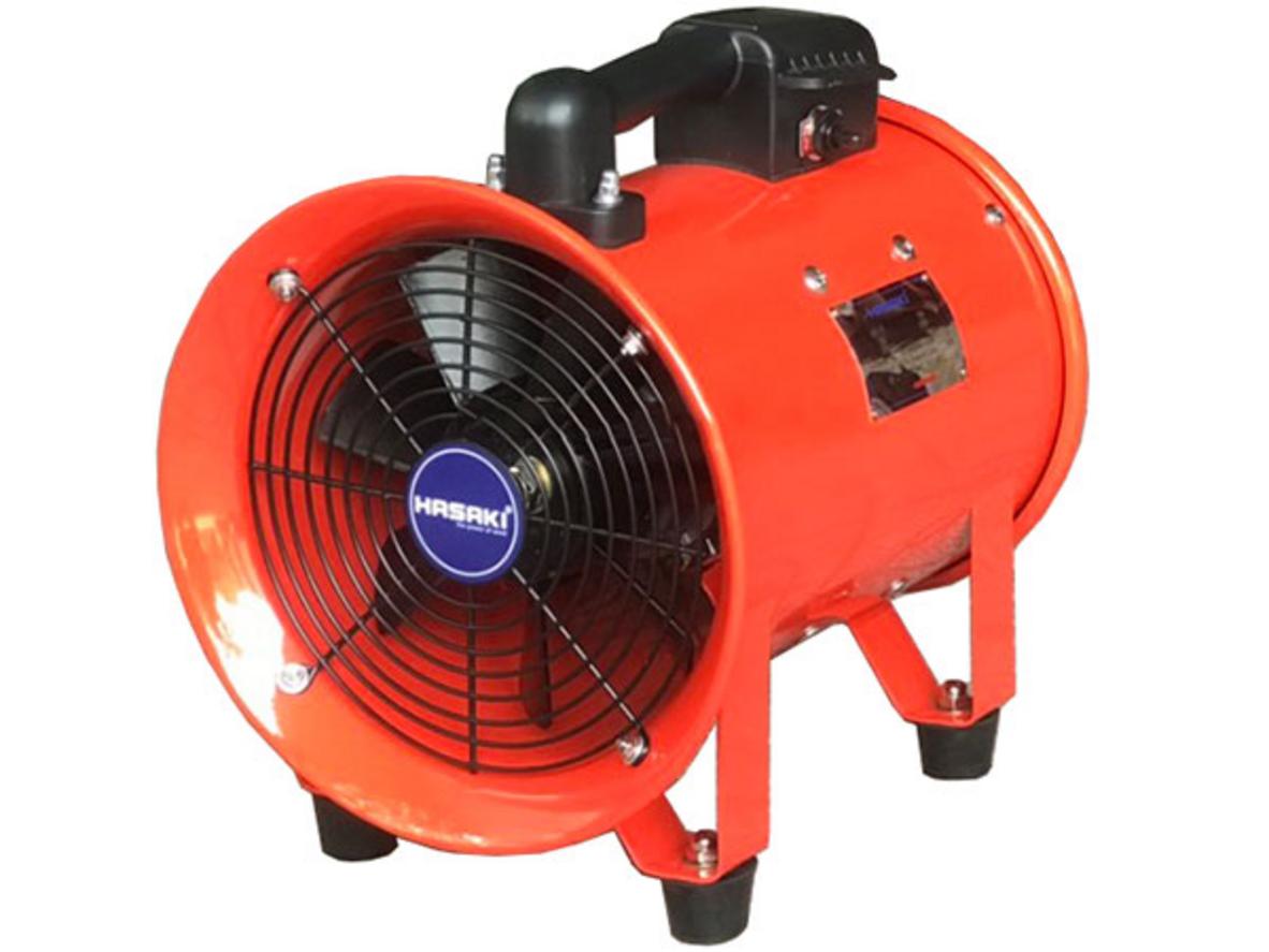 Quạt tròn xách tay Hawinco HST-20 gọn di động, phù hợp thông gió cho hầm xe và xưởng nhỏ.