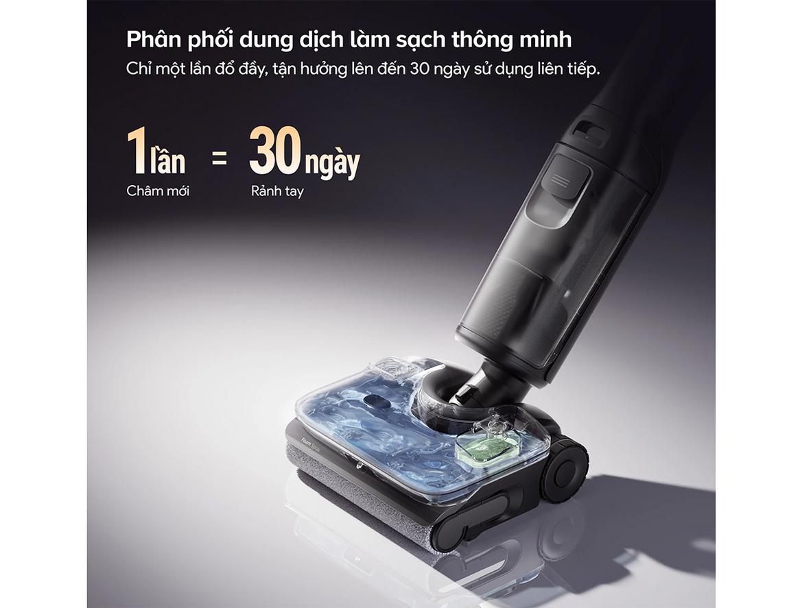 Máy hút bụi không dây dùng pin, phù hợp dọn nhanh hằng ngày.