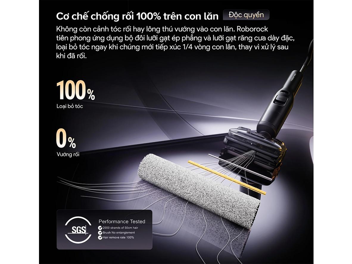 Dock tự giặt – sấy 95°C giúp giảm mùi ẩm và hạn chế bám bẩn trên con lăn.