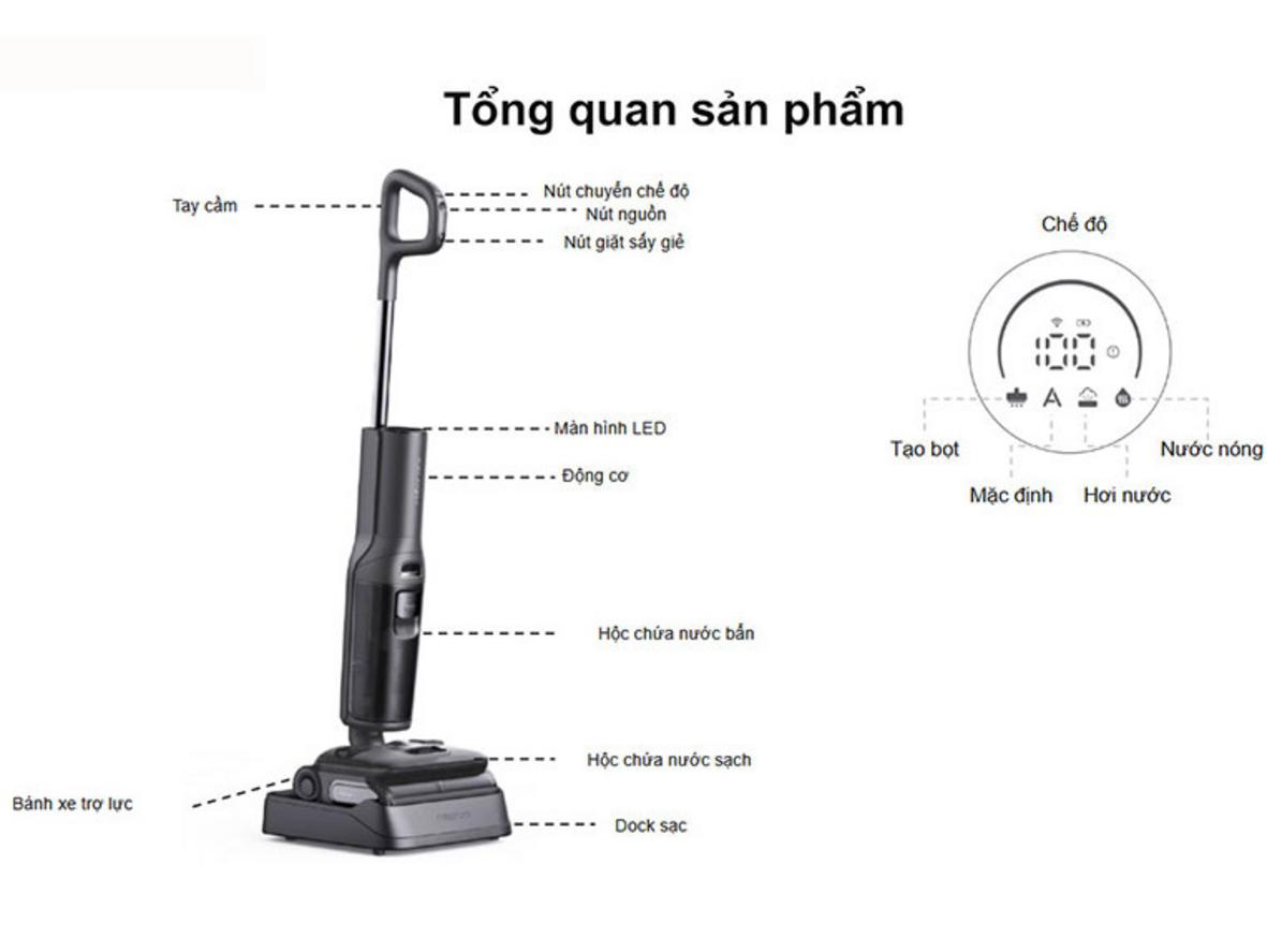 Thiết kế FlatReach 180° giúp Roborock F25 Ultra luồn vào gầm thấp dễ dàng.