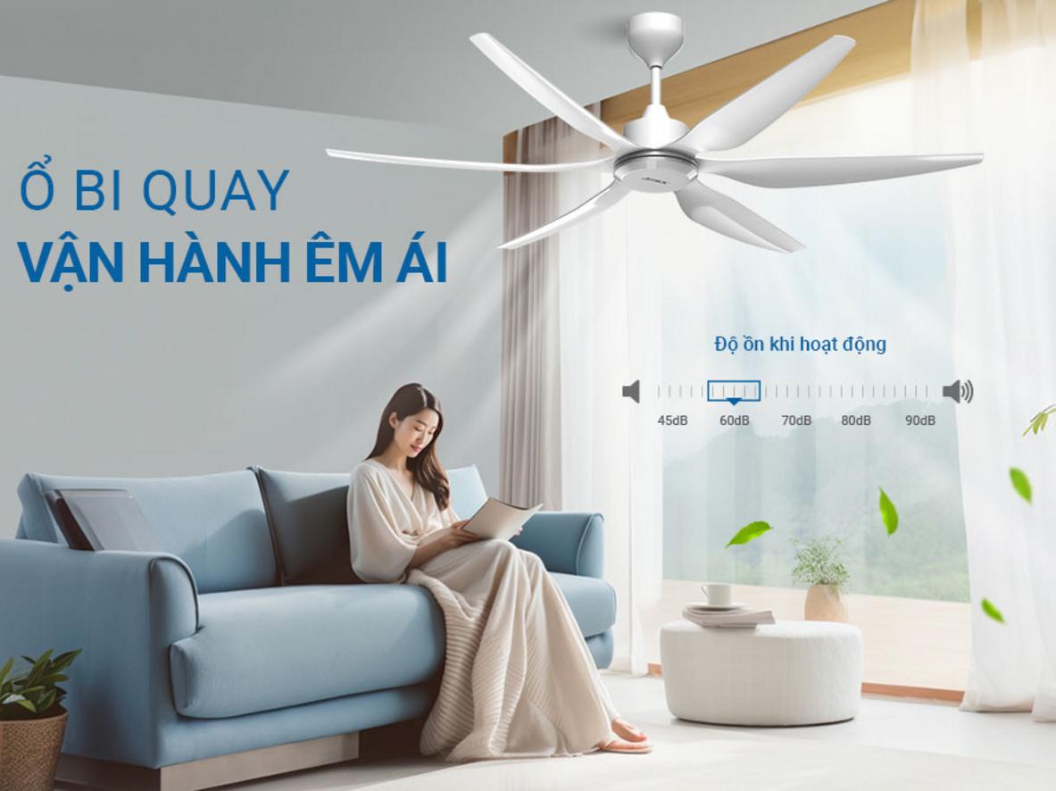 Sải cánh 137cm và 6 cánh giúp quạt phủ gió rộng, mát đều hơn.