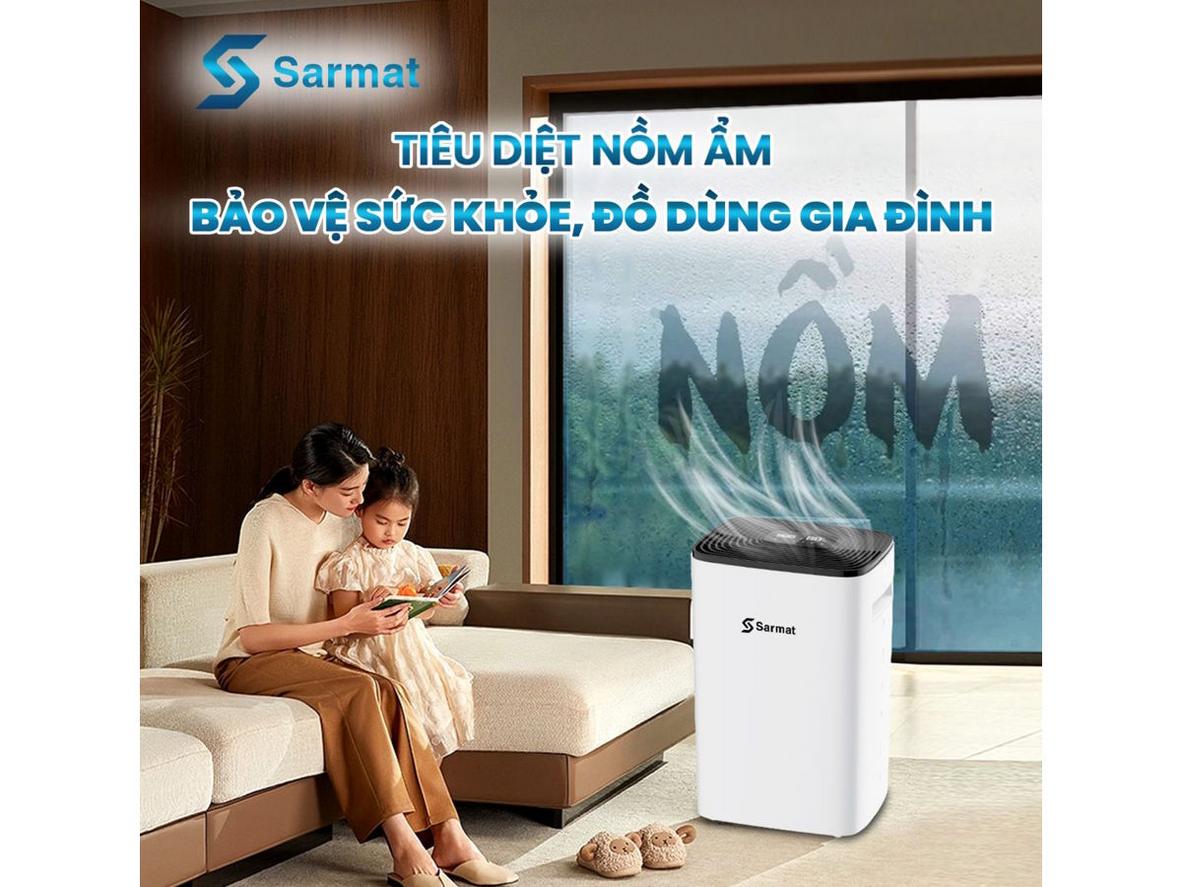 Công suất hút ẩm 40 lít/ngày giúp SM401 phù hợp cho phòng lớn 40–70m².
