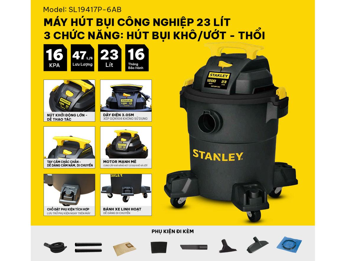 Lực hút 16-19 kPa và lưu lượng khí 47-57 lít/giây giúp dọn nhanh sàn và khe hẹp.