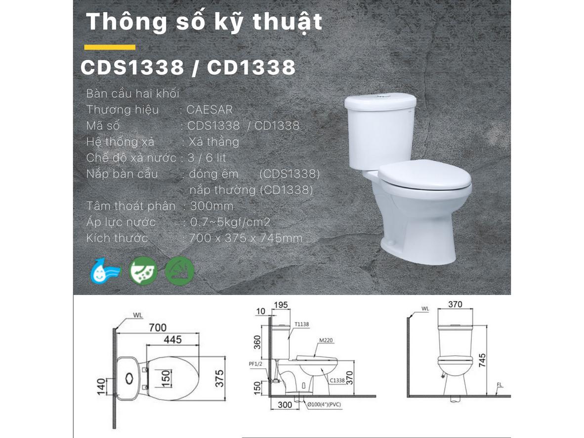 Cấu trúc 2 khối giúp Caesar CD1338 dễ vận chuyển và thay linh kiện.