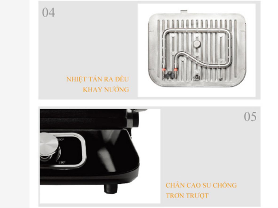 Công suất 1.800W - 2.100W giúp Tiross TS9662 làm nóng nhanh và nướng đều.