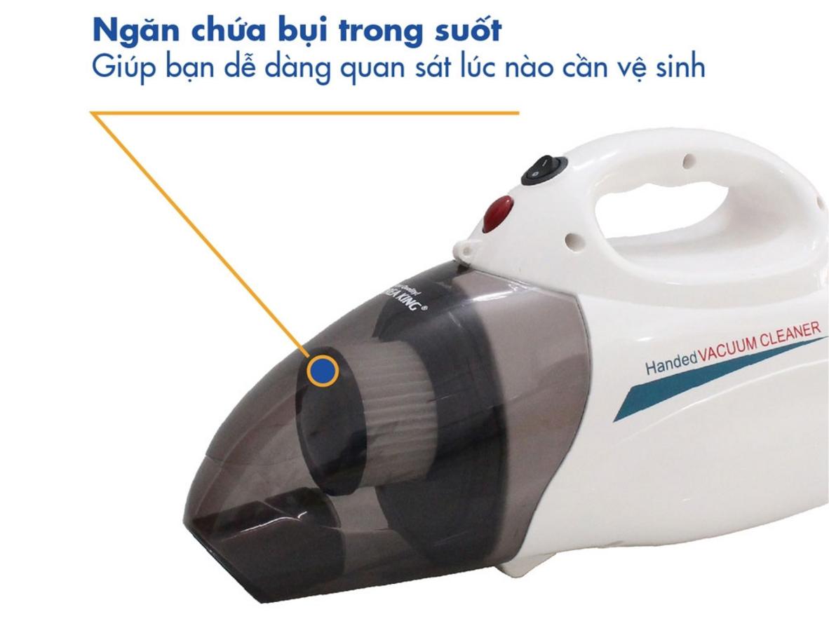 Dung tích túi lọc 600 ml và ngăn chứa bụi 2L giúp dọn lâu hơn.