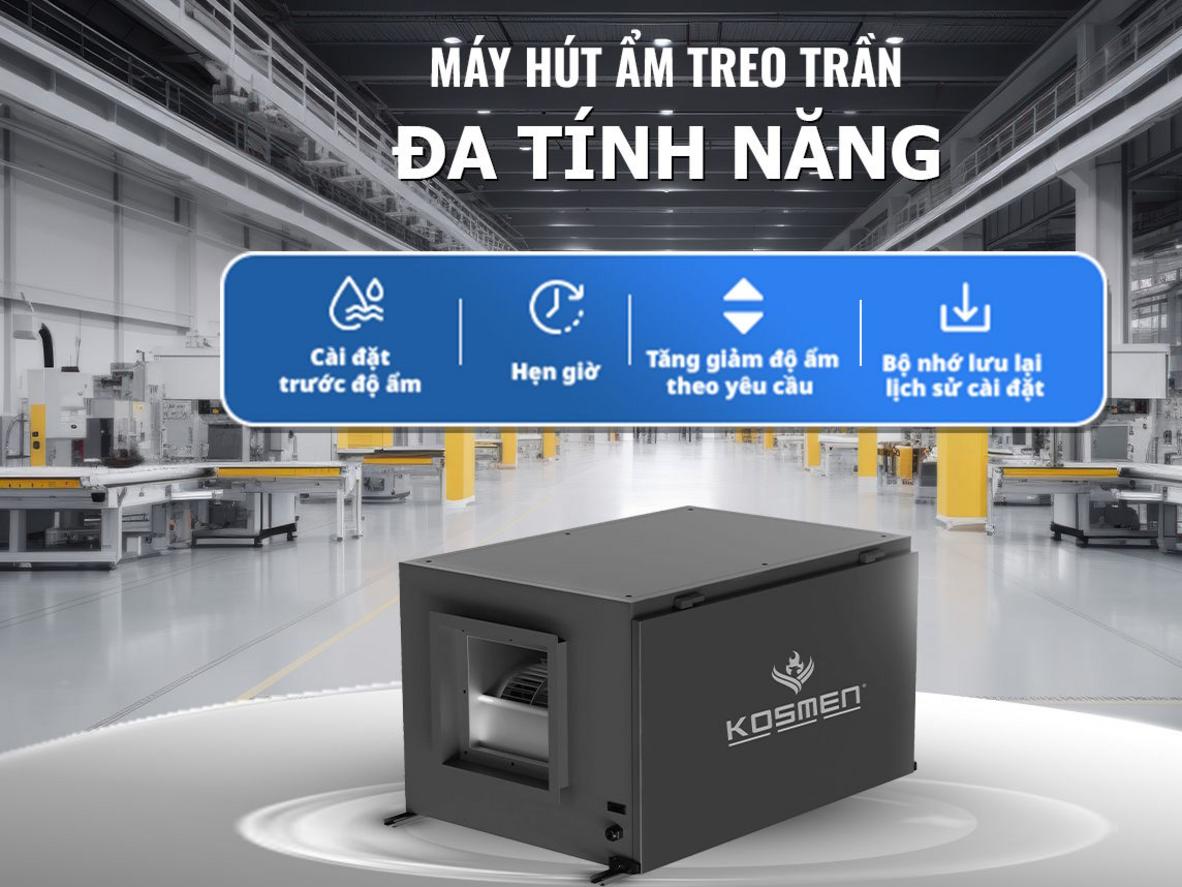 KM-180DS phù hợp kho hàng, nhà xưởng và khu lưu trữ cần kiểm soát ẩm.