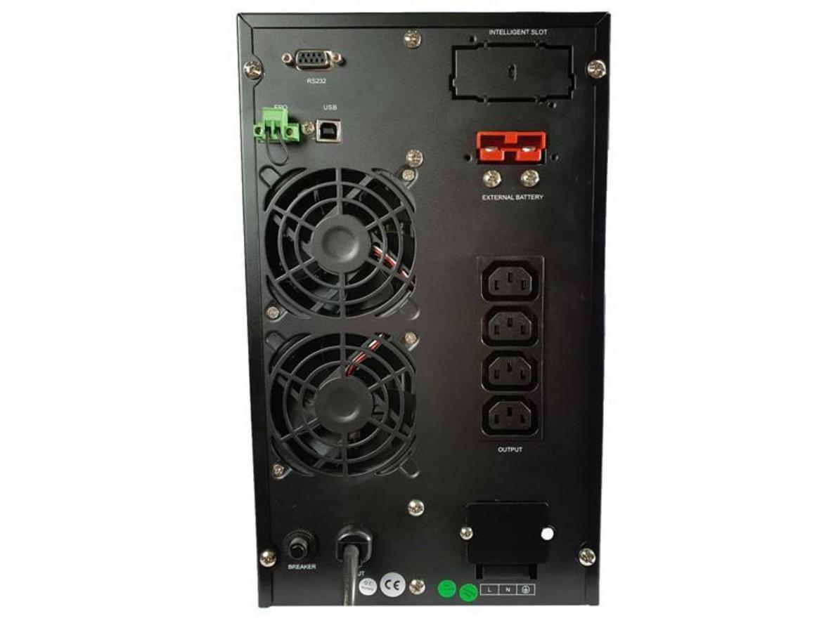 Thiết kế tower của UPS Sorotec 2KVA/1800W hỗ trợ ắc quy ngoài 96VDC và giám sát RS232/USB.