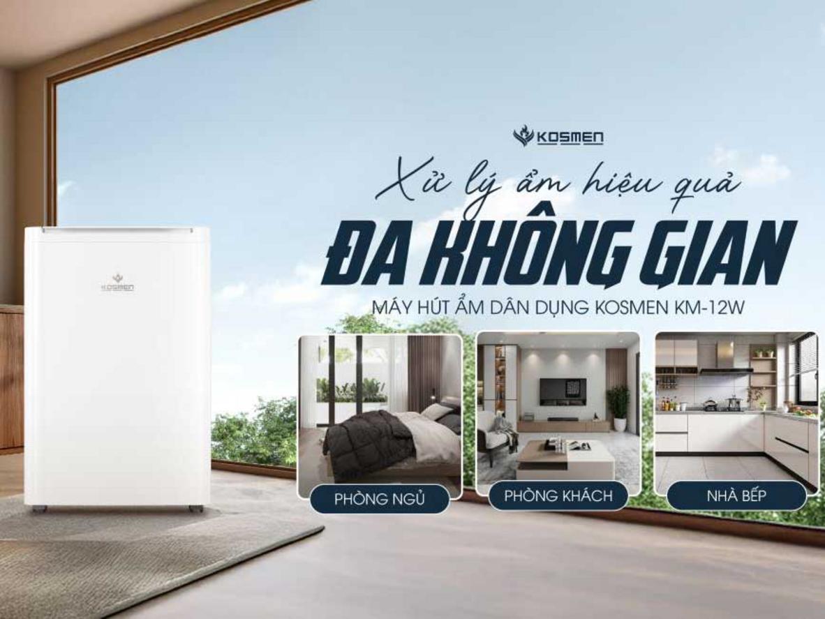 Wi‑Fi giúp điều khiển Kosmen KM-12W từ xa và theo dõi độ ẩm thuận tiện.