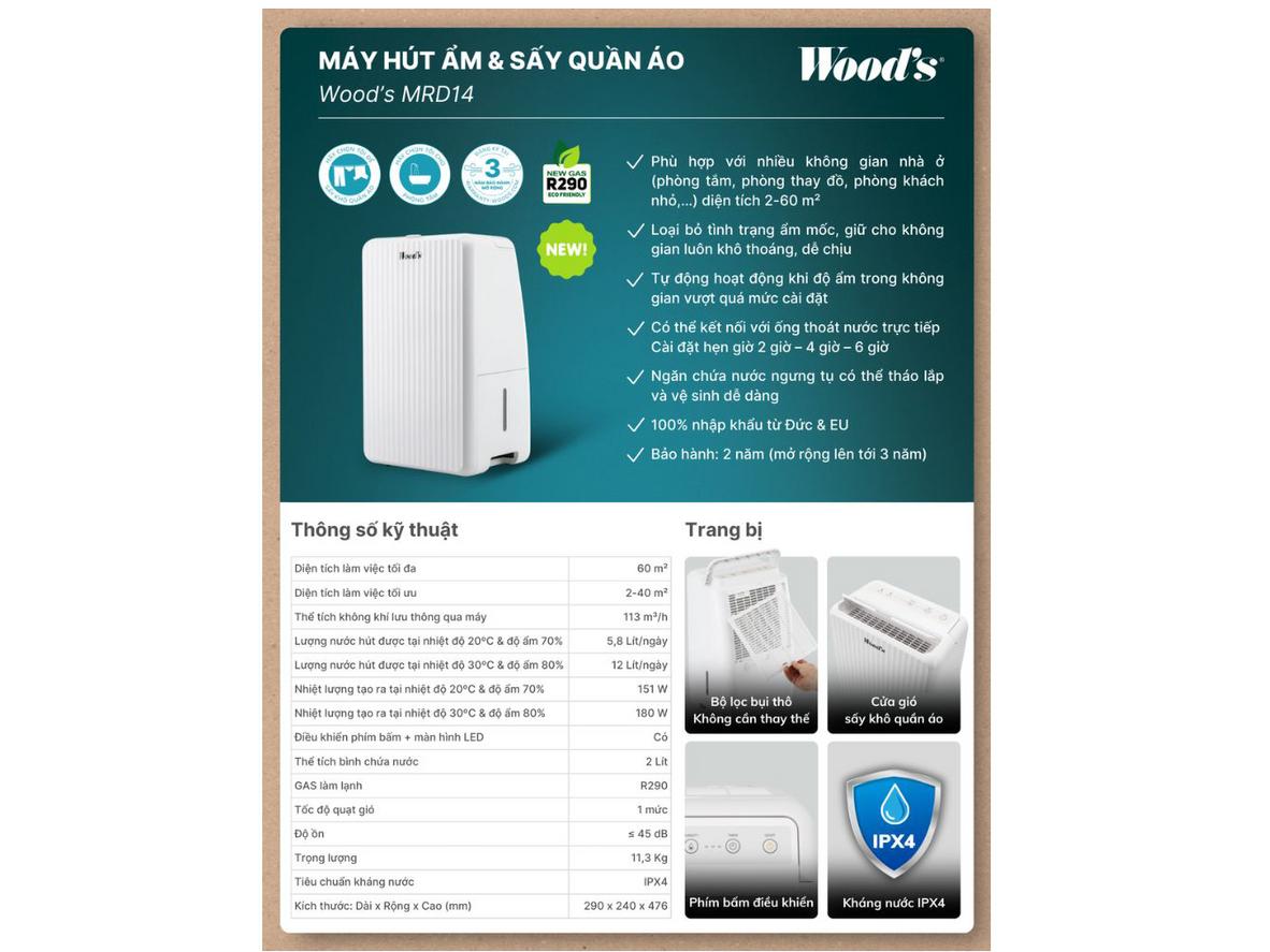 Độ ồn dưới 45 dB, phù hợp không gian cần yên tĩnh.
