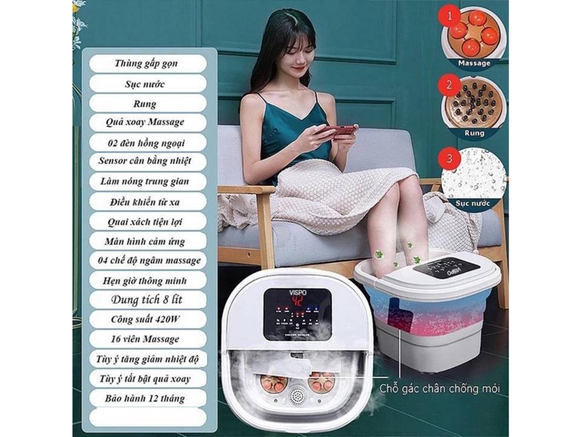 Bảng điều khiển cảm ứng và các tiện ích thông minh trên bồn ngâm chân Vispo VP-NC21