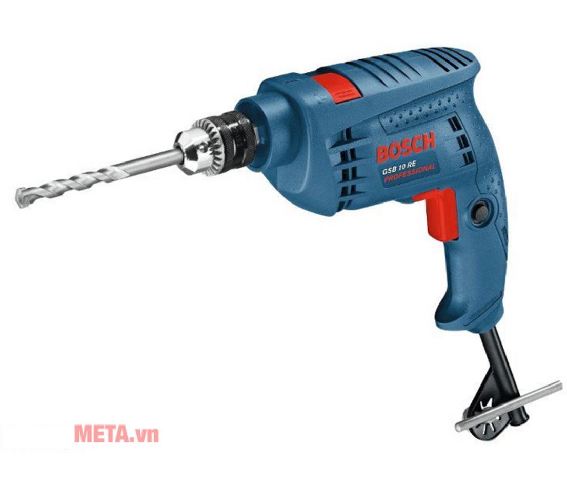 Chế độ khoan động lực giúp Bosch GSB 10 RE xử lý tường gạch và bê tông mỏng.
