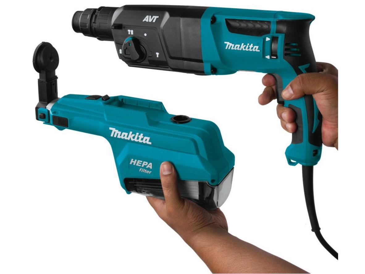 Hệ thống hút bụi HEPA trên Makita HR2653T giúp giảm bụi mịn và giữ khu vực thi công sạch hơn.