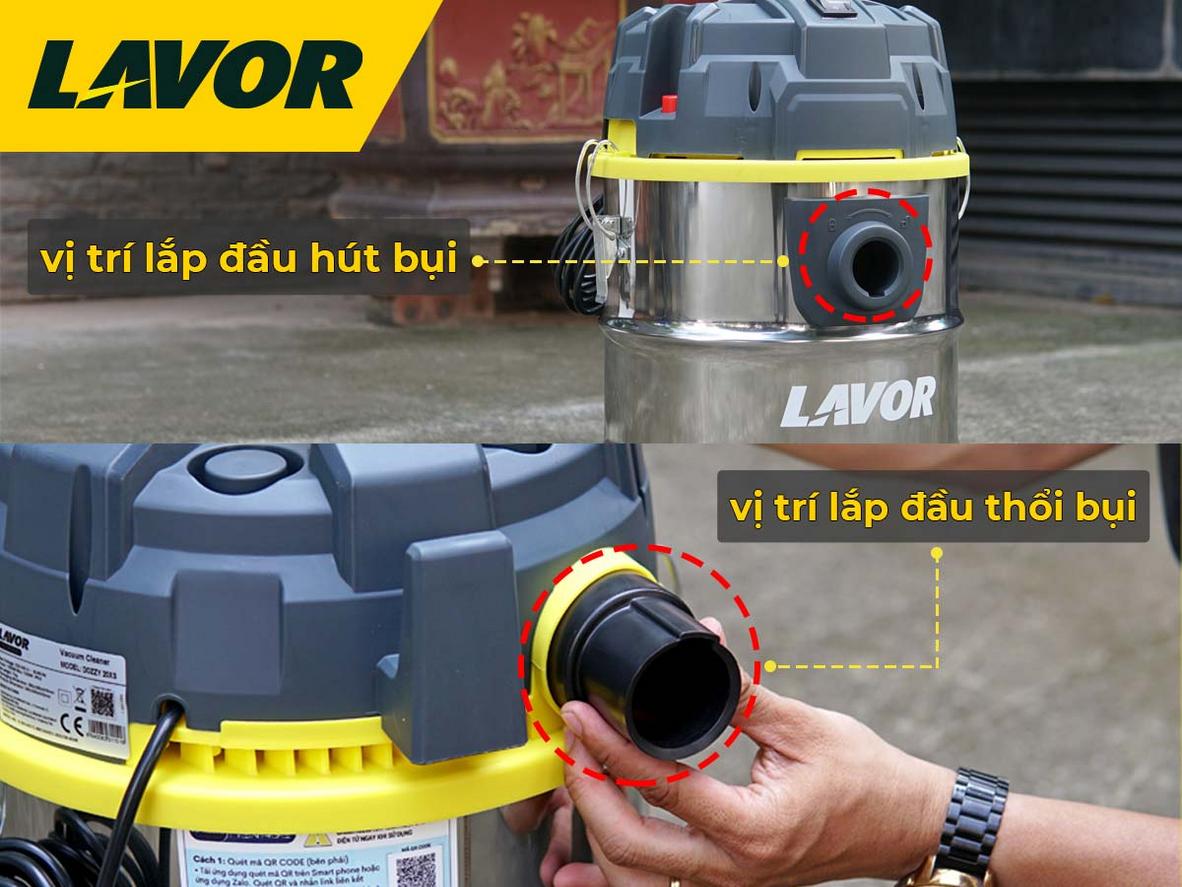 Lavor Dozzy 20XS xử lý bụi khô, nước bẩn và các góc hẹp trong một lần dọn.