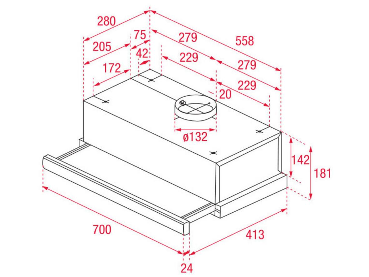 Máy hút mùi âm tủ kéo rút Teka TL 7310 SS phù hợp bếp gia đình cần gọn và sạch mùi.